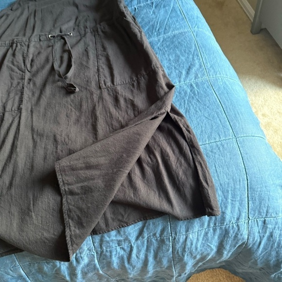 Eileen Fisher Organic Cotton Drawstring Waist Dress Size Large Petite - Picture 4 of 11